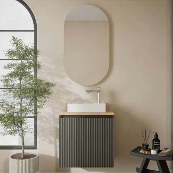 Badmöbel Set Waschtisch 55 cm mit Badspiegel