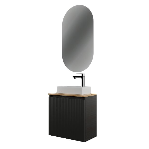 Badmöbel Set Waschtisch 55 cm in Matt Anthrazit mit Badspiegel