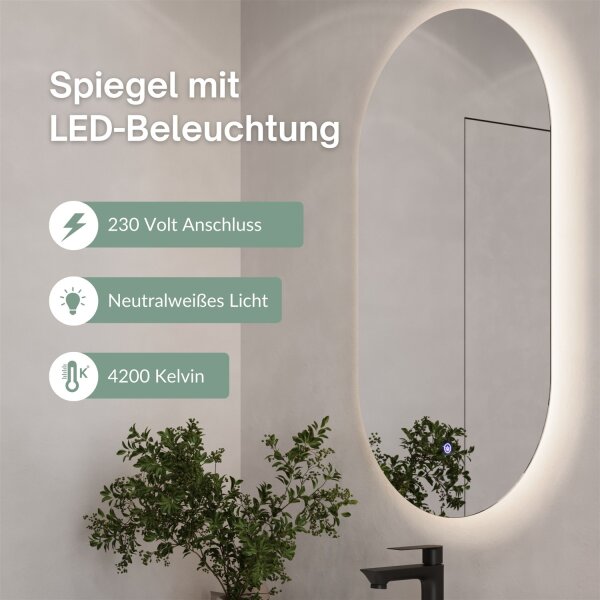 Badmöbel Set Waschtisch 55 cm in Matt Anthrazit mit LED Badspiegel