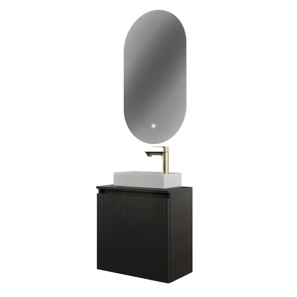 Badmöbel Set Waschtisch 55 cm in Matt Anthrazit mit LED Badspiegel