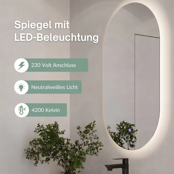 Badmöbel Set Waschtisch 55 cm in Matt Weiß mit LED Badspiegel