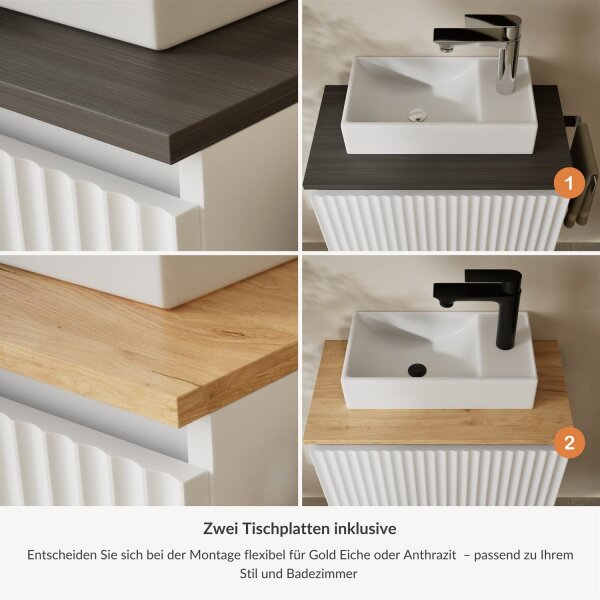 Bathroom Furniture Set 55 cm White Matte with Frameless LED Mirror