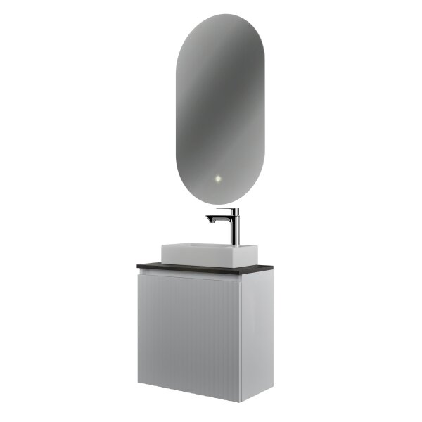 Bathroom Furniture Set 55 cm White Matte with Frameless LED Mirror