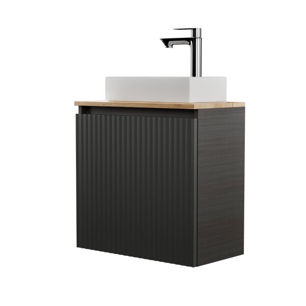 Waschtisch 55 cm in anthrazit matt mit Waschbecken & 2 Tischplatten