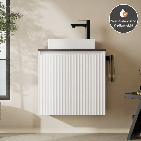 Waschtisch 55 cm in weiß mit Waschbecken & 2 Tischplatten