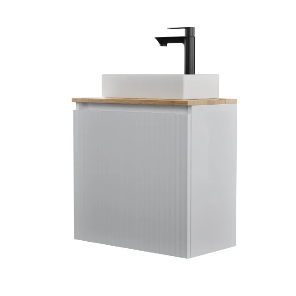 Waschtisch 55 cm mit Waschbecken in Weiß & 2 Tischplatten