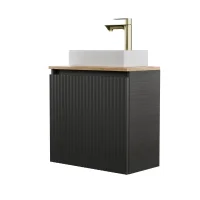 Lavabo 55 cm, anthracite mat, robinetterie et ensemble...