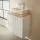 Lavabo 55 cm, blanc mat, robinetterie et accessoires chromés