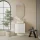 Lavabo 55 cm, blanc mat, robinetterie et accessoires chromés