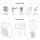 55-cm matte white sink, gold-brushed faucet and hardware set