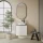 Lavabo de 55 cm en blanco mate, grifería y accesorios en negro mate