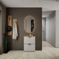 Schuhrank STIVIO 2 Klappen Wei&szlig;grau/Gold Eiche