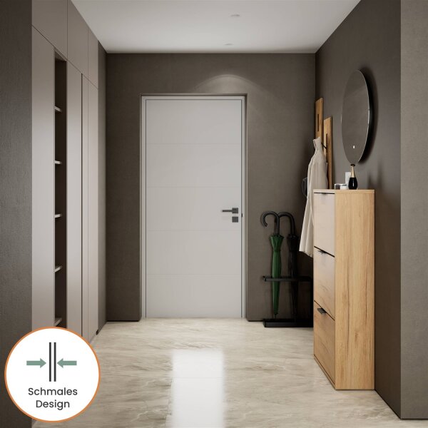 Schuhrank STIVIO 3 Klappen Gold Eiche