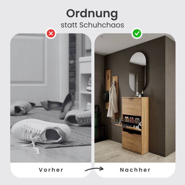 Schuhschrank STIVIO 3 Klappen Gold Eiche