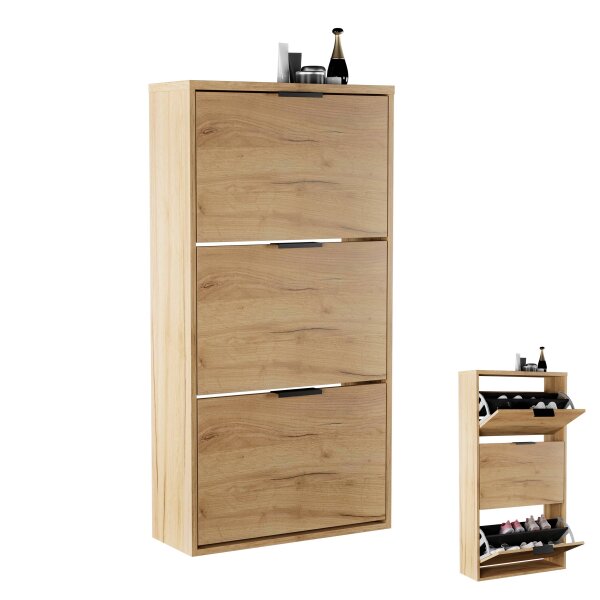 Schuhschrank STIVIO 3 Klappen Gold Eiche