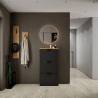 Schuhschrank STIVIO 3 Klappen Schwarz/Gold Eiche