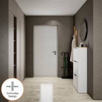 Schuhschrank STIVIO 3 Klappen Weiß Grau / Gold Eiche