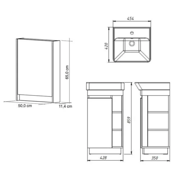 Configurador de muebles para el aseo de invitados - 45 cm de ancho