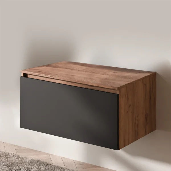 Mueble bajo para lavabo ARISA de 80 cm en roble dorado / negro