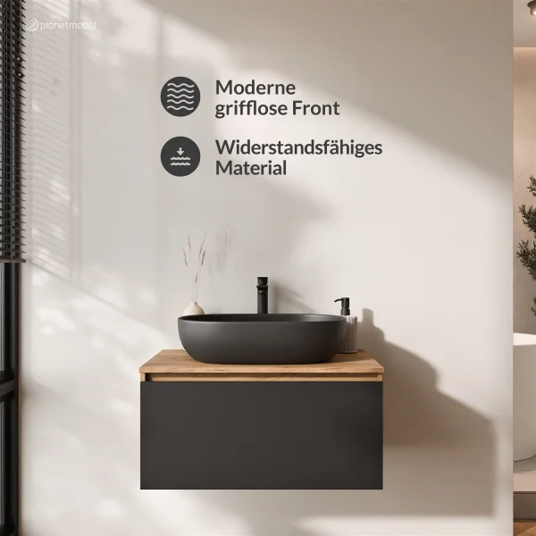 Mueble bajo para lavabo ARISA de 80 cm en roble dorado / negro