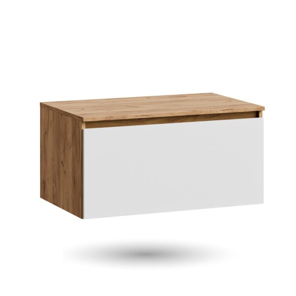 ARISA Waschtischunterschrank 80cm Gold Eiche / Weiß