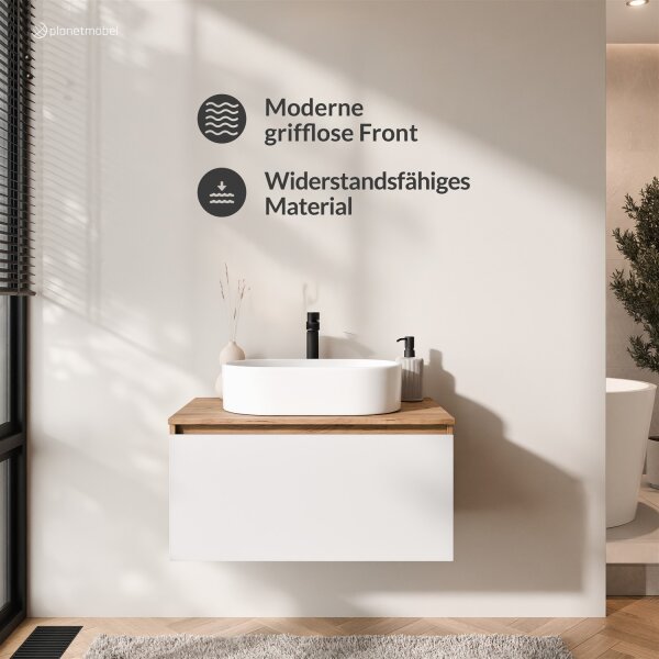 ARISA Waschtischunterschrank 80cm Gold Eiche / Weiß