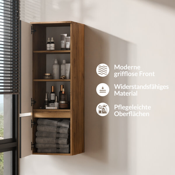 ARISA Hochschrank 120 cm Gold Eiche / Schwarz