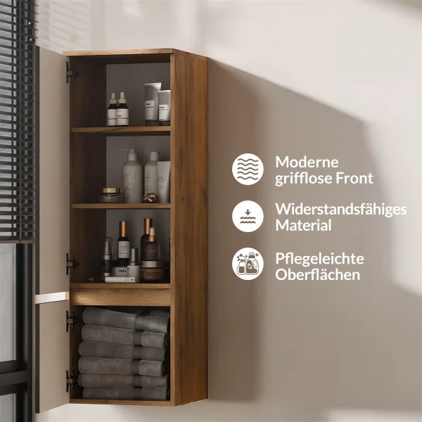 ARISA Armadio alto 120 cm Rovere dorato / Nero scanalato