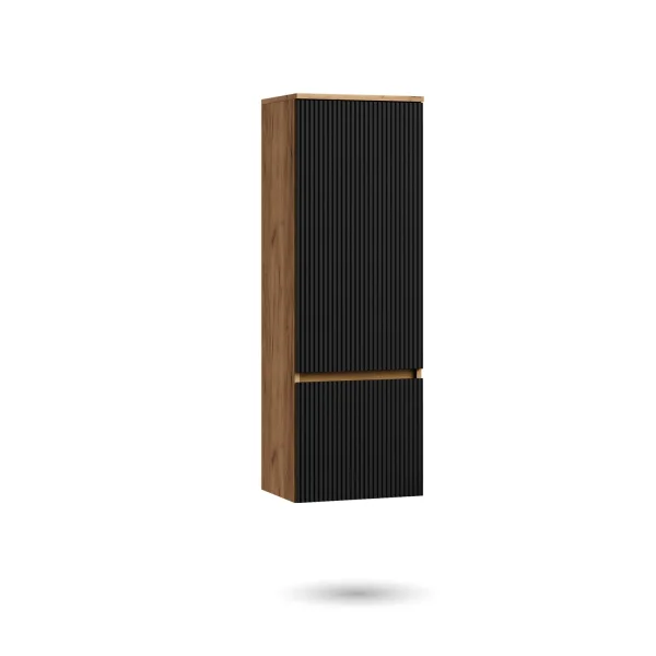 ARISA Armadio alto 120 cm Rovere dorato / Nero scanalato