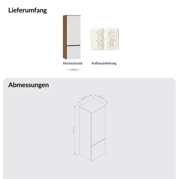 ARISA Tall Cabinet 120 cm Gold Oak / White