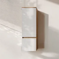 ARISA Hochschrank 120 cm Gold Eiche / Weiß Geriffelt