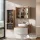 ARISA Armoire haute 120 cm Chêne doré / Blanc strié