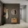 Shoe Cabinet STIVIO with 1 Flap 60 cm wide, Golden Oak, Round LED Mirror (2 Light Levels)