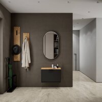 Schuhrank STIVIO 1 Klappe Schwarz 60 cm, LED Spiegel oval...