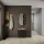 Armoire à chaussures STIVIO à 1 porte, noire, 60 cm, miroir ovale à LED avec cadre (3 intensités déclairage)