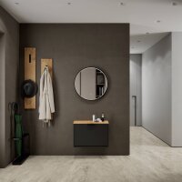 Schuhrank STIVIO 1 Klappe Schwarz 60 cm, LED Spiegel rund...