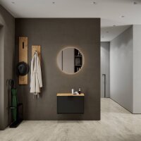 Schuhschrank STIVIO 1 Klappe Schwarz 60 cm, LED Spiegel...