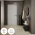 Meuble à chaussures STIVIO à 1 porte, noir, 60 cm, miroir rond à LED sans cadre (2 intensités déclairage)