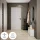 Meuble à chaussures STIVIO à 1 porte, blanc et gris, 60 cm, miroir ovale à LED avec cadre (3 intensités déclairage)
