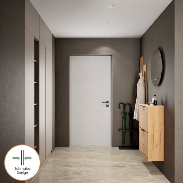 Schuhschrank STIVIO 2 Klappen Gold Eiche 60 cm, LED Spiegel rund ohne Rahmen (2 Lichtstufen)