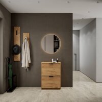 Schuhrank STIVIO 2 Klappen Gold Eiche 60 cm, LED Spiegel...