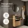 Schuhschrank STIVIO 2 Klappen Gold Eiche 60 cm, LED Spiegel rund ohne Rahmen (2 Lichtstufen)