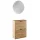 Scapolo STIVIO con 2 ante, rovere dorato, 60 cm, specchio rotondo a LED senza cornice (2 livelli di illuminazione)