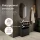 Armoire à chaussures STIVIO à 2 portes, noire, 60 cm, miroir ovale à LED avec cadre (3 intensités déclairage)