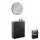 Armoire à chaussures STIVIO à 2 portes, noire, 60 cm, miroir rond à LED avec cadre (3 intensités déclairage)