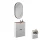 Armoire à chaussures STIVIO à 2 portes, blanc et gris, 60 cm, miroir ovale à LED avec cadre (3 intensités déclairage)