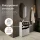 Armoire à chaussures STIVIO à 2 portes, blanc et gris, 60 cm, miroir ovale à LED avec cadre (3 intensités déclairage)