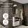 Meuble à chaussures STIVIO, 2 portes, blanc et gris, 60 cm, miroir ovale sans cadre avec éclairage LED (2 intensités)