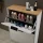 Meuble à chaussures STIVIO, 2 portes, blanc et gris, 60 cm, miroir ovale sans cadre avec éclairage LED (2 intensités)