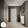 Meuble à chaussures STIVIO à 2 portes, blanc et gris, 60 cm, miroir rond à LED avec cadre (3 intensités déclairage)